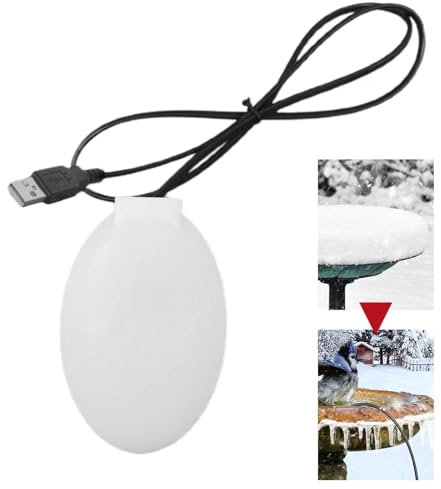 Vogeltränke-Heizung, Vogeltränke-Enteiser mit Aluminiumsockel, thermostatisch gesteuert – Hühner-Warmwasserbereiter, 15 W sicherer tauchbarer Vogeltränkenwärmer für Vogeltränke im Winter, USB-Aufladun