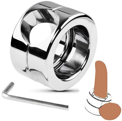 Qiyasex 535g Hodenstrecker Eichelring Hodenring Penisring Schwerer Edelstahl Metall Ballstretcher, Erotik Penies Ring GroßE Sexspielzeuge Sex VerläNgern Erektionshilfe FüR MäNner Penisschmuck(L)