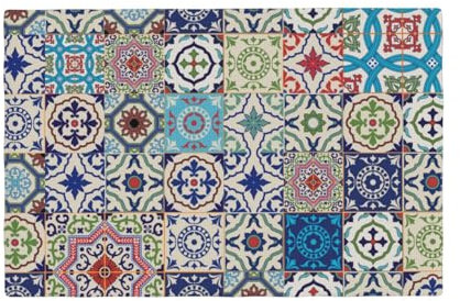 Placemats Set of 4,Moroccan Tiles Pattern Imitation Linen Placemats Heat Resistant Washable Table Mats for Dining Table Home Decor