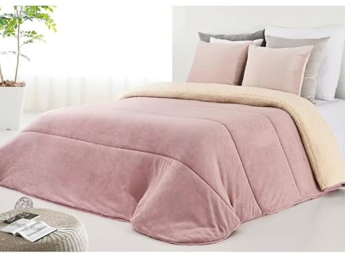 GREATOYAR Edredón Nórdico Borrego, Edredon con Sherpa y Coralina, Ideal para Invierno, para Cama de 90cm y 105cm, Edredón Cama Matrimonio y Sofá para Invierno, Cálida y Suave, 190x240cm, Rosa