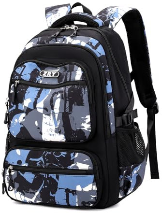 Amythe Rucksack Teenager Jungen Schulrucksack - 40L Schulranzen für Grundschule 5+, Realschule & Universität, Modischer Daypack für Reisen, Lässig 16 Zoll Laptop-Rucksack Herren, Schwarz