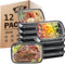 [12 Pack] Meal Prep Containers Reusable, Food Storage Containers Microwave, Freezers & Dishwashers Safe, BPA Free Plastic Food Containers with Lids, Freezer Storage Boxes Plastic Container with Lids