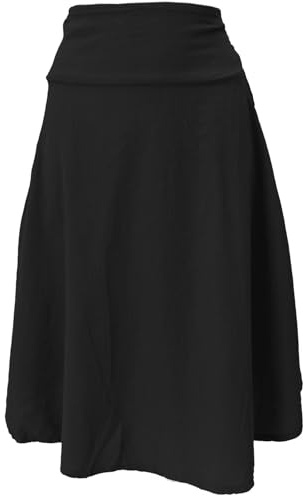 GURU SHOP Tellerrock, luftiger Baumwollrock, Sommerrock, Midi, Damen | Baumwolle, weit geschnitten, elastischer Bund, ideal für warme Tage, schöner Fall