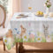 Softalker Tischdecke Ostern abwaschbare 180x140 cm Rechteckig Grau Weiss Kariert Kaninchen-Tischdecken Outdoor Wasserabweisend Kleine Tischtuch Abwischbare Frühling Sommer für Garten Party Geburtstag