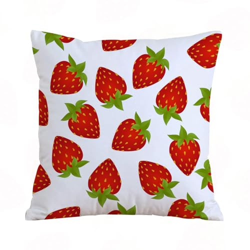 ERRTU Kissenbezug 40x40 cm,Nahtloses Muster von Erdbeeren isoliert auf weißem Hintergrund.,Dekokissen Kissenbezüge Deko Kissen Bezug Wohnzimmer Zierkissen für Sofa Stuhl Bett Garten
