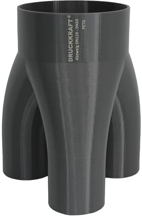 DRUCKKRAFT 3-Wege Abzweig Rohr DN110 - DN50 | Abzweigstück | Y-Verteiler | Absauganlage | Rohrverbinder | Schlauchverbinder | Lüftung | PETG | (DN110 auf 3-Fach DN50)