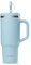 QWETCH - Travel Cup 900ml avec Paille & Anse - 48h Glacé / 12h Froid - Gourde Isotherme Inox Recyclé - Mug avec Bouchon à Vis Anti-Éclaboussures - Tasse Thermos - Bleu Pastel