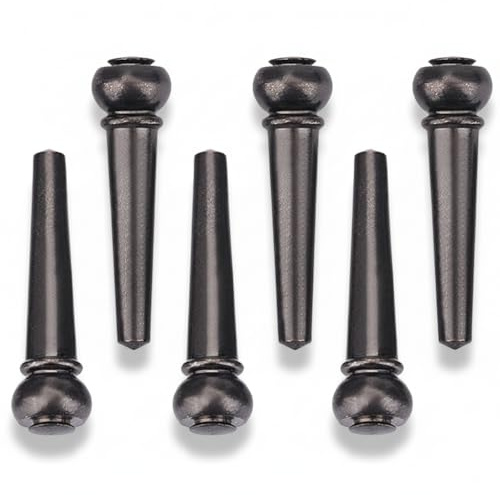 6PCS Messing Bridge-Pin-Set für Folk-Gitarre, Reguläre Größe, Tonqualität verbessern, Ersatzteile mit Gold- und Schwarzoption, Neuer Artikel für Folk-Gitarren (SCHWARZ)
