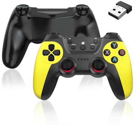 Controller wireless Controller di gioco wireless 2.4G,design intelligente a risparmio energetico,combinazione di modalità digitale e analogica,plug and play,controller PC per 2 giocatori,PC(giallo)
