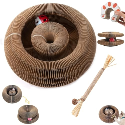Qosigote Kratzkokon, Katzenwirbel, Tragbare Pet Cat Scratch Board, Katzenwirbel Für Große Katzen, Faltbar Interaktive Kratzunterlage Mit Ball (1pc)