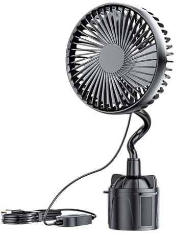 Genérico Ventilador Para Portavasos,Ventilador Refrescante Para Camión | Accesorio De Enfriamiento Portátil 3 Velocidades 12V/24V Para Autocaravana, Vehículo, Exteriores