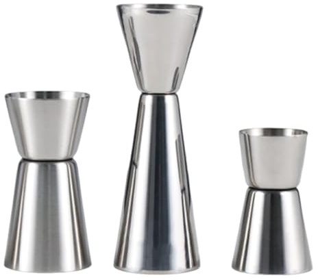 Dosatore Misurino Doppio per Cocktail, 3 Pezzi, Misurino per Bevande Barista, Misurino in Acciaio Inox a Doppia Spirito Jigger Misura Cup, Per Bar, Discoteche, Feste, 15/30 ml, 25/50 ml, 30/60 ml