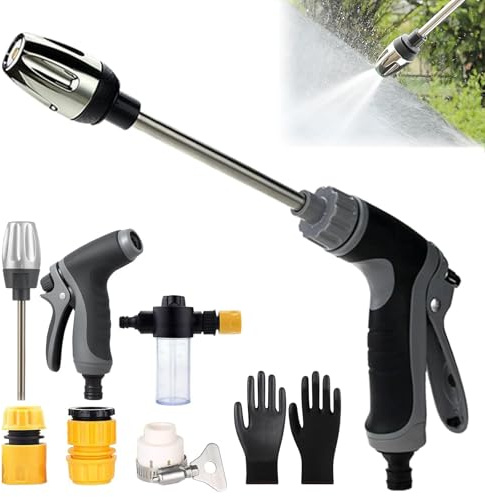 Power Jet Hochdruckpistole, Hochdruckpistole für Gartenschlauch, Water Hochdruckreiniger, Gartenschlauch Original mit Zubehör, Ideal Für Autowäsche, Garten & Terrasse (1pc)