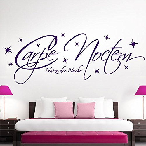 Grandora® W938 Wandtattoo Zitat Carpe Noctem Nutze die Nacht dunkelgrau (BxH) 120 x 44 cm