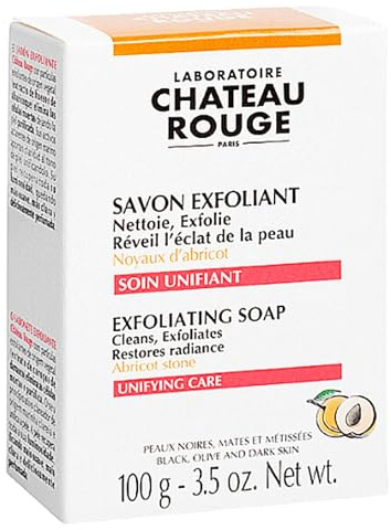 LABORATOIRE CHâTEAU ROUGE – Peelingseife Aprikosenkerne – feste Seife – glatte und strahlende Haut – Aprikosenkernextrakt – Gesicht und Körper – 100 g