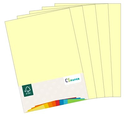MADE IN EU 50 Blatt farbiges Papier HELLGELB A4 80 g/m² CS Paper - Druckerpapier, Kopierpapier, Universalpapier zum Drucken, Basteln & Falten im Format DIN A4. Papier für den Heim- & Bürobedarf