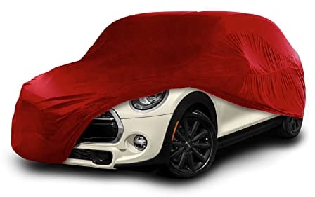 Cosmos - Copertura per auto da interno compatibile con tutte le principali City Car, Tessuto Elastico, Traspirante e Antipolvere, Morbido al Tatto, Aderente, Rosso