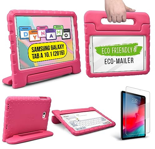 Cooper Dynamo [Rugged Kids Case] Protective Case for Samsung Tab A 10.1 (2016) | Child Proof Cover with Stand, Handle, Screen Protector (Pink)