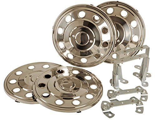 Radzierblenden Set 16 Zoll Edelstahl kompatibel mit MB Mercedes Benz Sprinter Typ 616 (1995-2006) Zwillingsbereifung (4X Blenden + 4X Halter)