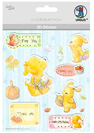Ursus 56420012 - 3D Sticker Everyday, bestehend aus mehreren Ebenen, aus verschiedenen hochwertigen Materialien, selbstklebend, ideal zum Verzieren von Grußkarten und Geschenken, Motiv 12
