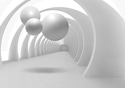 decomonkey Fototapete 3d Effekt Abstrakt 350x256 cm XXL Design Tapete Fototapeten Vlies Tapeten Wandtapete Vliestapete moderne Wandbild Wand Schlafzimmer Wohnzimmer Tunnel Kugeln