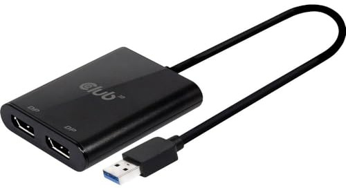 Club 3D USB A auf DisplayPort? 1.2 Dual Monitor 4K 60H USB A Stecker auf 2X DisplayPort Buchse schwarz
