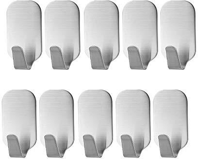 Crochet Adhésifs, Morbuy 10PCS Crochet Mural Inoxydable 304 Crochets Muraux 3M Imperméable Pour Porte Cuisine Famille et Bureau Salle de Bains Verre Chambre (10PC Style ovale)