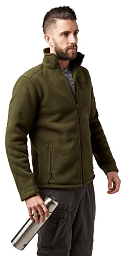 Peter Storm Men's Borg Fleece with Full Zip, High Neck & 3 Pockets, Warm, Soft & Comfortable Midlayer Jacket, Ideal for Walking, Hiking & Outdoor Recreation (UK, Alpha, XXL, Regular, Regular, Khaki)