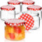com-four® 6x Einmachgläser mit rot/weiß kariertem Schraub-Deckel - TO Ø 82 mm - bis zu ca. 330 ml