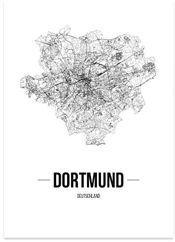 JUNIWORDS Stadtposter - Wähle Deine Stadt - Dortmund - 40 x 60 cm Poster - Schrift B - Weiß