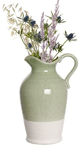 Flower Jug Vase - Decorative Table Display Pitcher Ceramic Green Vase Christmas Decor Gift (BR02)