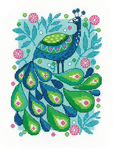 Heritage Crafts Peacock Counted Cross Stitch Kit