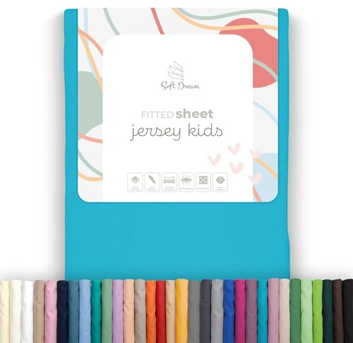 Soft Dream Spannbettlaken 80 × 200 cm aus 100% Baumwolle Jersey I Turkis