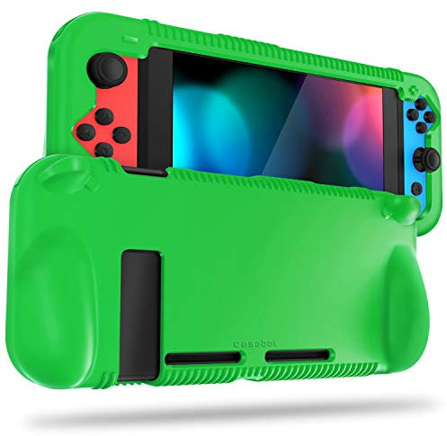 FINTIE Silicone Case Compatible with Nintendo Switch - Soft [Anti-Slip] [Shock Proof] Protective Cover with Ergonomic Grip Design, Drop Protection Grip Case (Green)