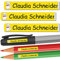 INDIGOS UG - Namensaufkleber Kinder Schule - 49x7 mm - personalisierbar - 088 - Katze - 88 Sticker - Namensschilder personalisiert - Aufkleber selbst gestalten - Stifte, KITA, Federmappe