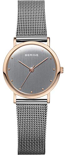 BERING Damen Uhr Quarz Movement - Classic Collection mit Edelstahl und Saphirglas 13426-XXX Armbandsuhren - 3 ATM, Grau/Roségold