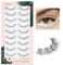 10 paires de faux cils naturels 3D faux cils 100% à la main court doux réutilisable cils pour les yeux bande transparente cils aspect naturel cils par EMEDA (08)