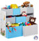 Relaxdays Kinderregal mit 9 Stoffboxen, Lagerfeuer Kindermotiv, Spielzeugregal Organizer HBT 66 x 82,5 x 29,5 cm, bunt