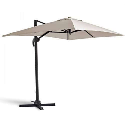 Oviala Parasol déporté Rotatif 2x3m en Aluminium écru