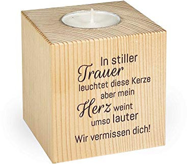 KATINGA Teelichthalter Gedenken, 8x8x8cm, Trauer (Motiv 2)