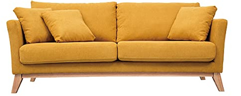 Miliboo Oslo Skandinavisches 3-Sitzer-Sofa mit abnehmbarem Bezug in Senfsamteffekt Oslo
