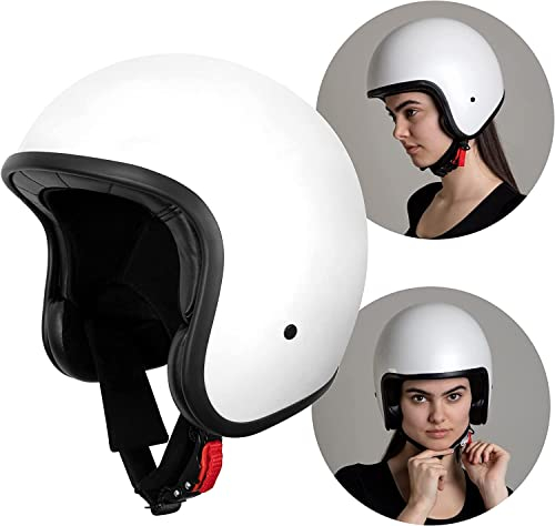 Westt Casco Jet vintage ECE-R 22.06 Retro moto uomo donna ruolo casco ciclomotore mofa pilota moto a mezza calotta Chop, ECE DOT certificato