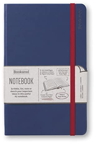 IF Bookaroo Notizbuch A5, Journal – Marineblau, klassisches liniertes Notizbuch, Hardcover mit weichem PU, (A5), 21,5 x 13,5 cm, 192 Seiten