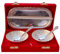 Purpledip Metal Bowl Spoon Serving Set of Two in A Tray: for Dry Fruits, Sweets Or Candies, Silver Finish (12533A)