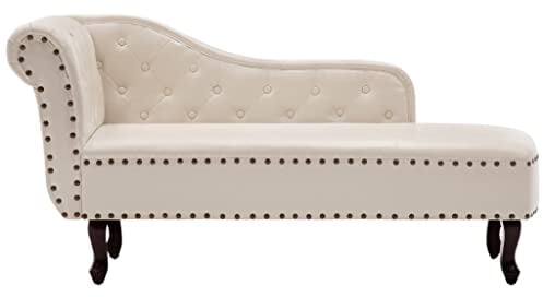 Hommdiy Chesterfield Recamiere Sofa Couch ecksofa mit schlaffunktion Weiß