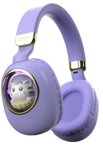 Xmenha Purple Kids Bluetooth Headphones Wired with Microphone for School - Wireless Boy Girls Noise Cancelling Over Ear Bluetooth Headphones Children Headsets for iPad Kindle Airplane Travel Tablet