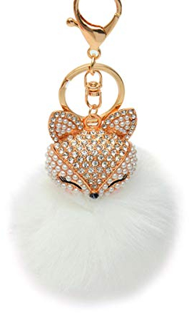 SOIMISS Flauschiger Ball Schlüsselanh?nger mit Strass Fuchs Schlüsselanh?nger ?er Pom Pom Schlüsselanh?nger für Damen Tasche Auto Anh?nger Schlüsselanhänger Plüsch