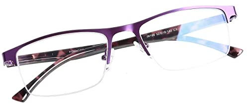 FONHCOO Halbrand Blaulichtfilter Brille Damen Halbbrille Herren Lesehilfe für Senioren Sehhilfe Blaulichtbrille ohne Sehstärke Halbrandbrille in Lila