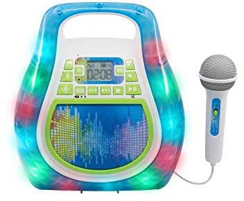 eKids Karaoke Machine for Kids, Bluetooth Speaker with Microphone and Karaoke Recorder to Save and Share Performances via USB Port