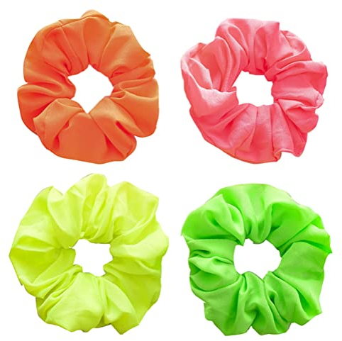 7PCS Helle Neon Scrunchies Premium Weiche Elastische Bobbles Haar Krawatten Haarbänder Pferdeschwanz Halter für Mädchen Frauen